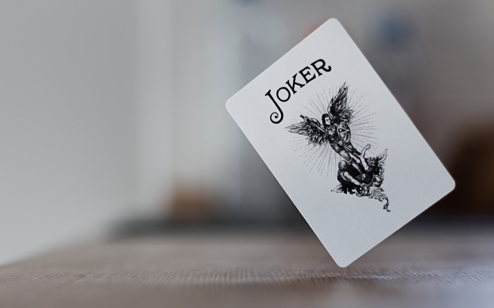 close-up photography of Joker card