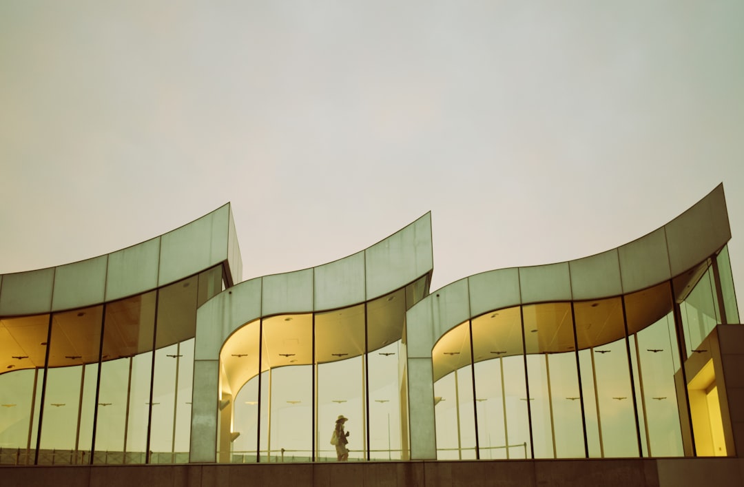 person standing on architectural building