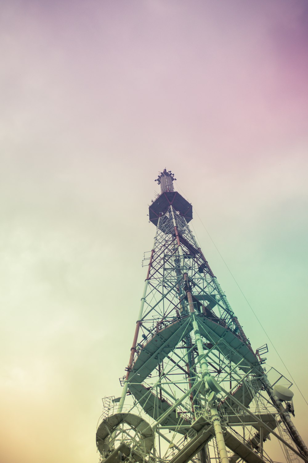 low angle photo of truss tower