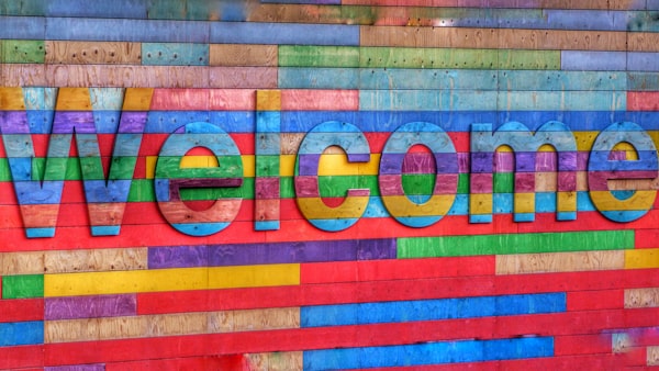 Colored Wall showing "Welcome"