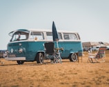 blue Volkswagen T2 van