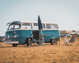 blue Volkswagen T2 van