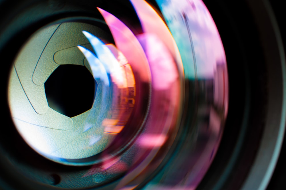 a close up of a lens with a blurry background