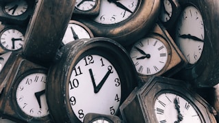 brown-and-white clocks