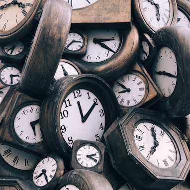 brown-and-white clocks