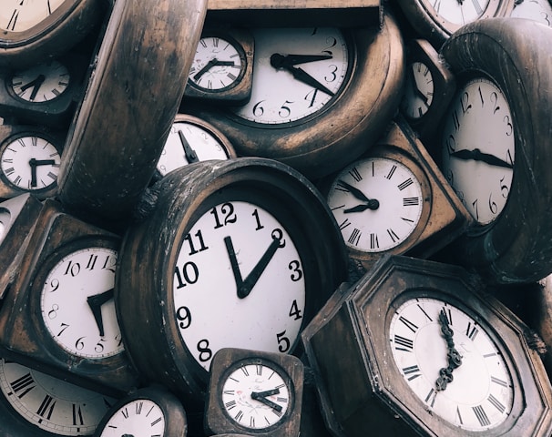 brown-and-white clocks