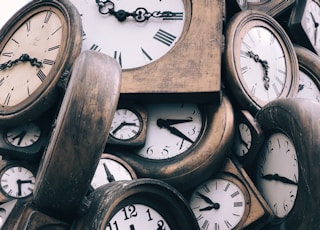 brown-and-white clocks