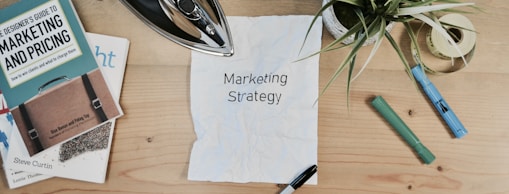 white printing paper with Marketing Strategy text