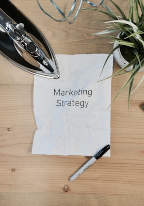 white printing paper with Marketing Strategy text