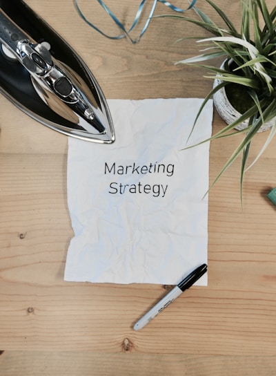 white printing paper with Marketing Strategy text