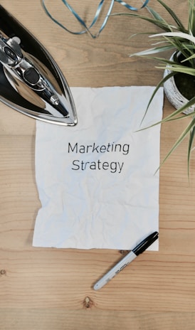 white printing paper with Marketing Strategy text