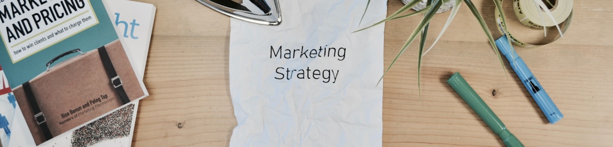 white printing paper with Marketing Strategy text