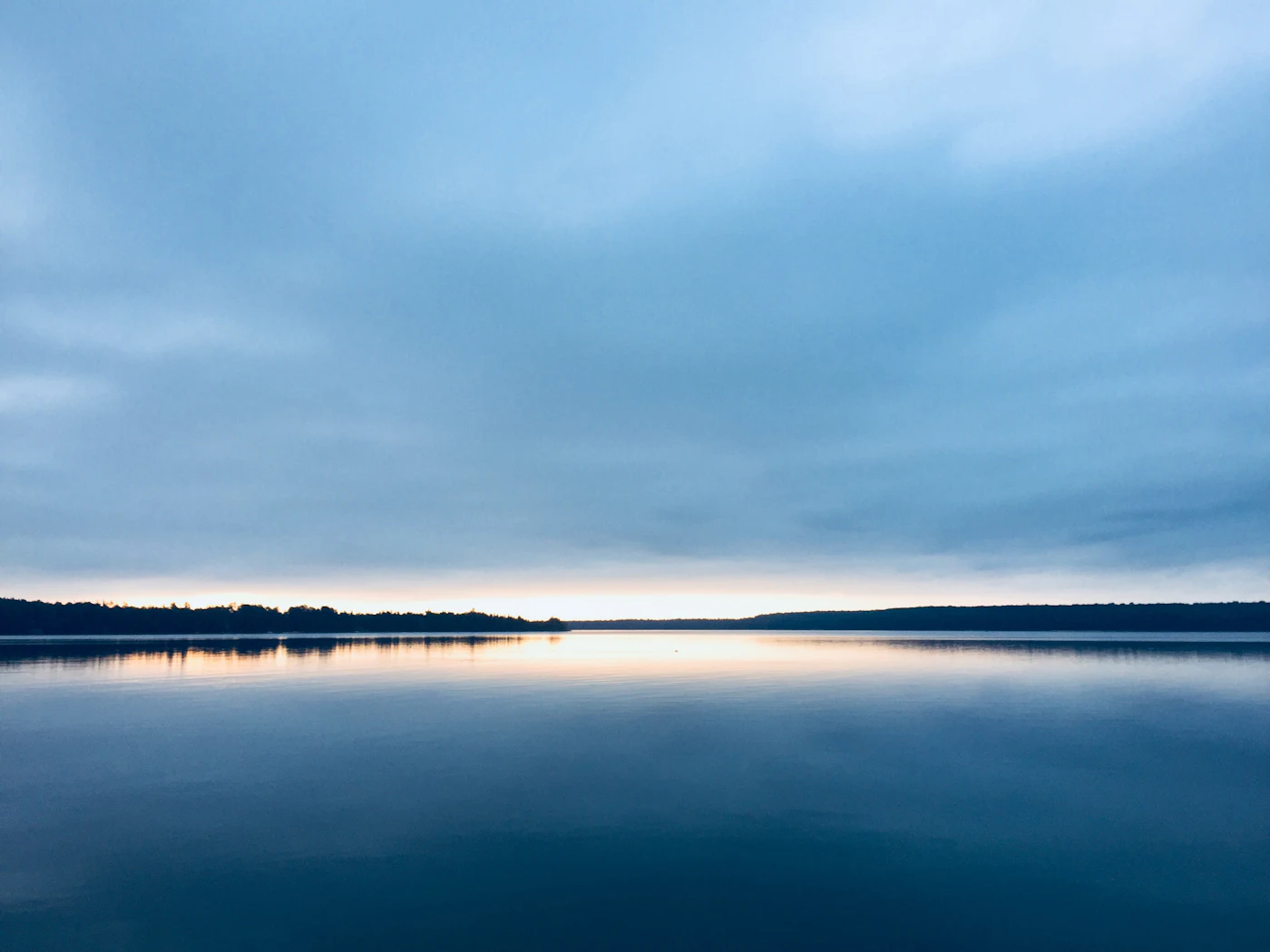 Wide lake at sunset