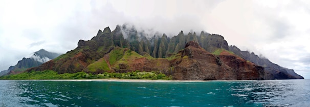 A panoramic shot of Montenegro’s rugged mountains and sparkling Adriatic Sea.