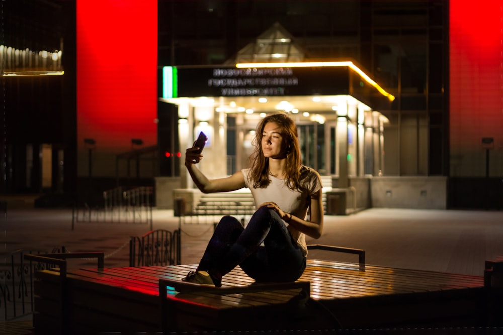 woman taking selfie