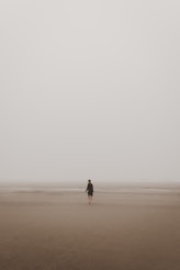 man standing on brown sand