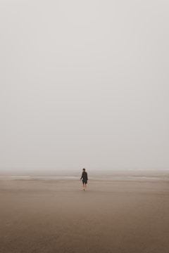 man standing on brown sand