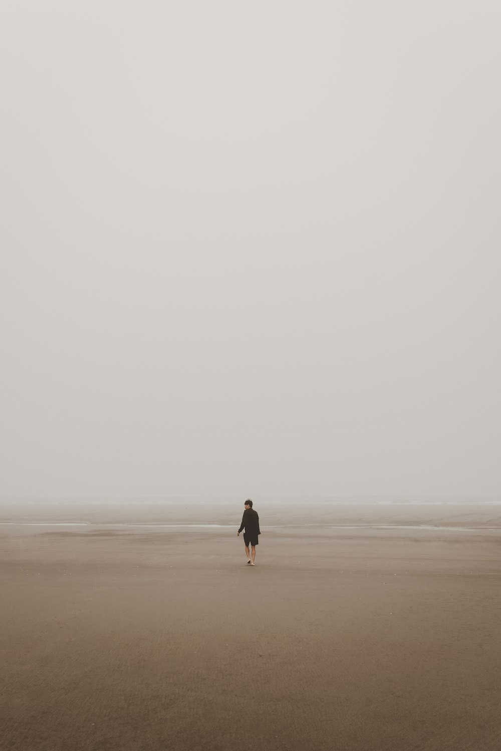 man standing on brown sand