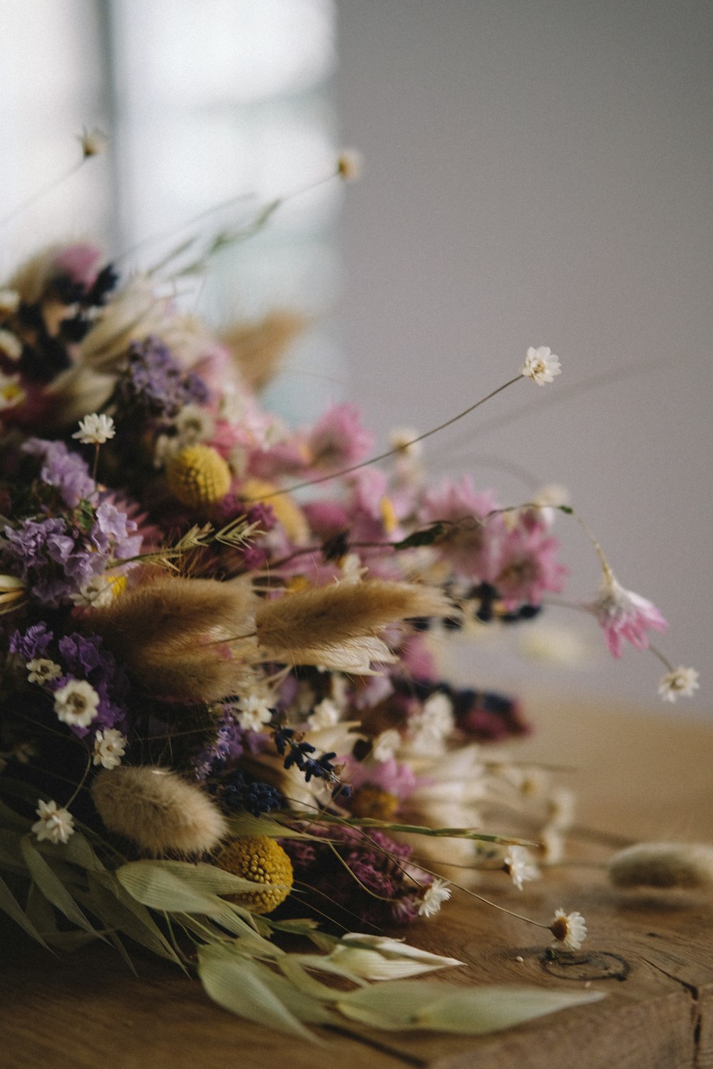 Mise au point sélective des fleurs aux pétales roses