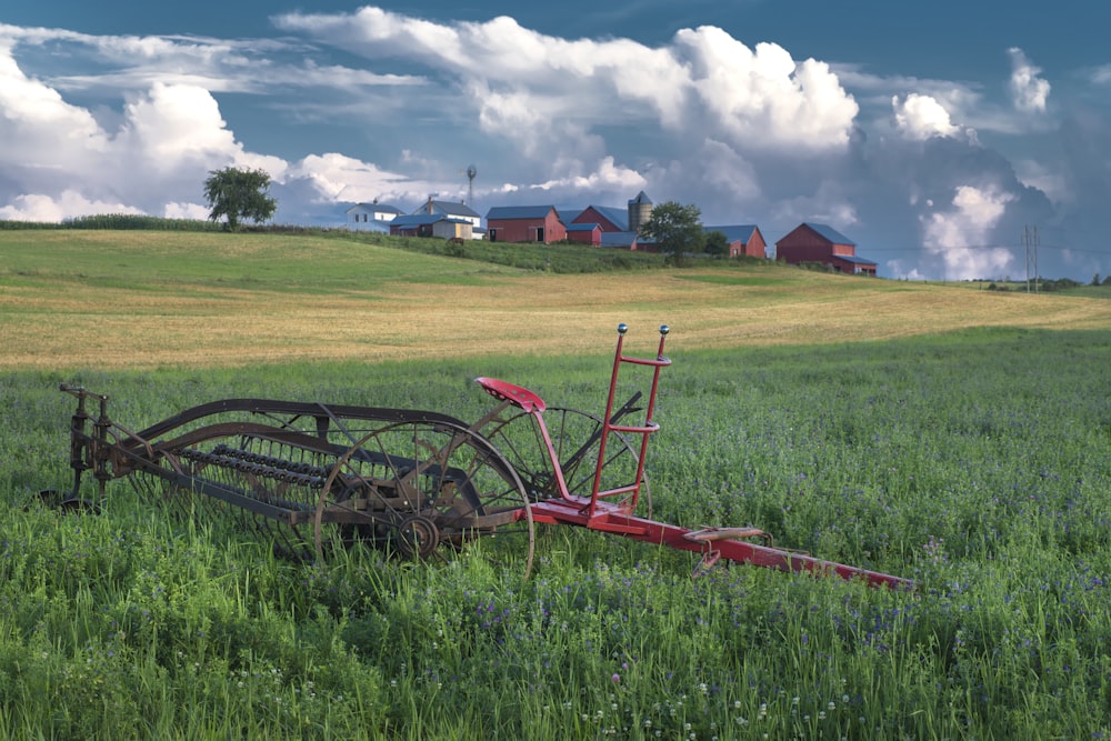 cultivator on grass field