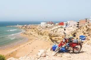 motorcycle on seashore
