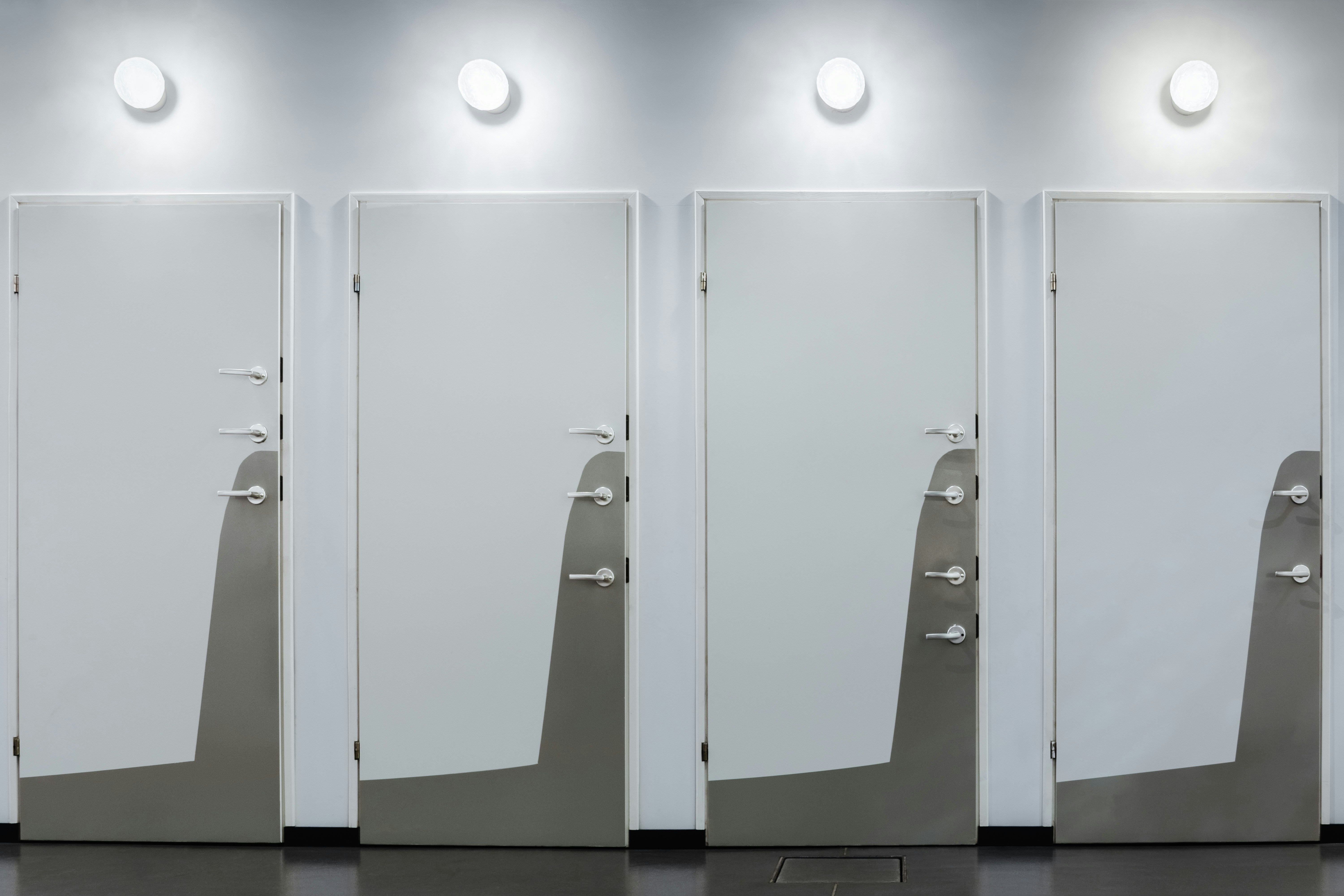 four white wooden doors