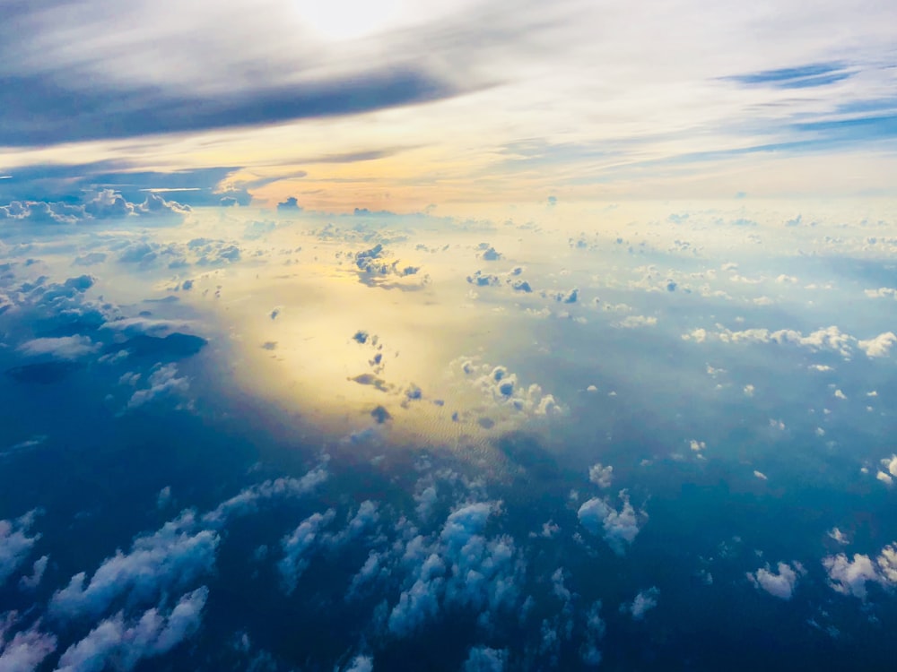 white clouds and blue sky