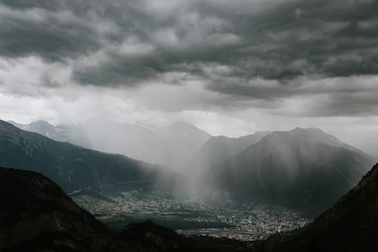 aerial photography of cities surrounded of mountain during gray clouds in Belalp Switzerland