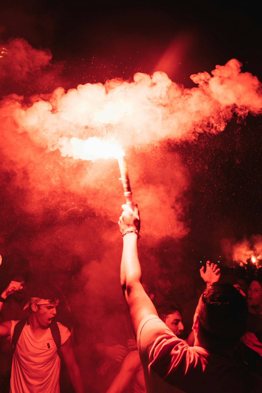 man holding fireworks