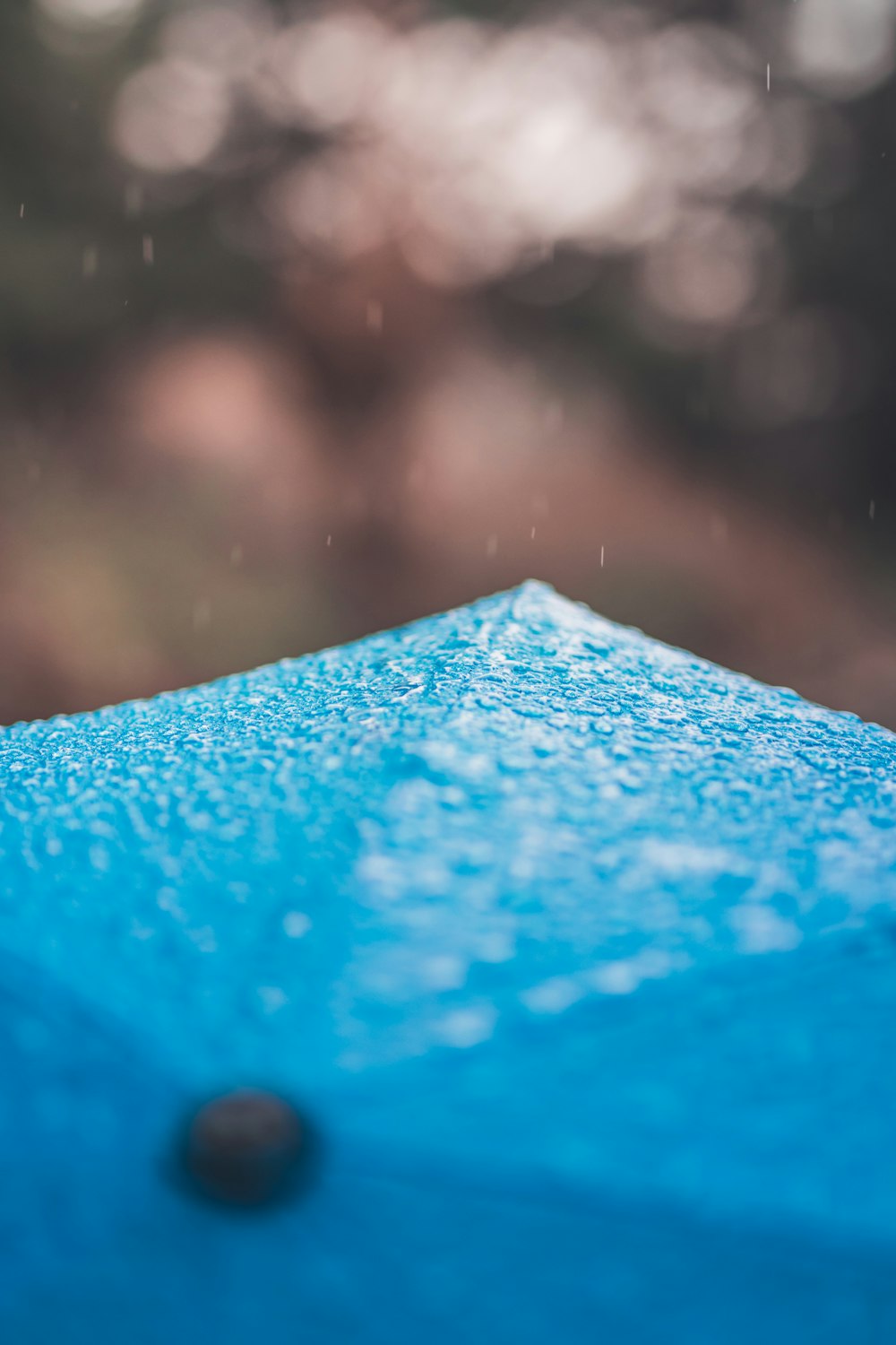 파란 우산의 얕은 초점 사진