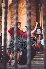 two women dancing outdoors