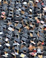 aerial view of graduates wearing hats