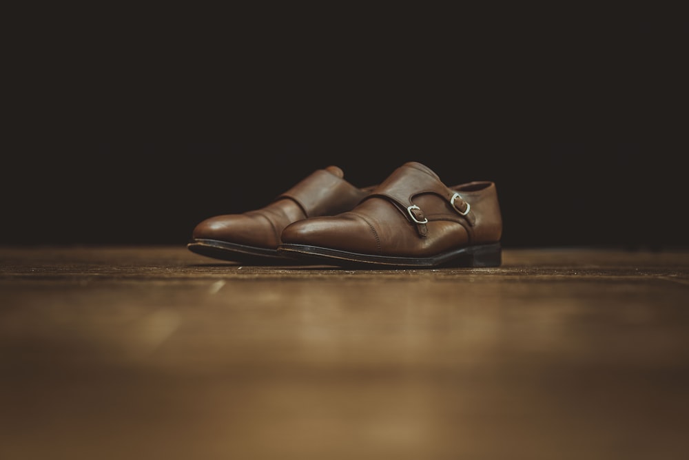 pair of men's brown leather loafers