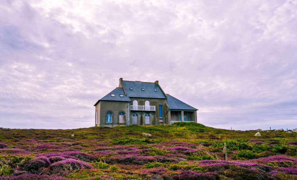 white and gray house under cloudy sky