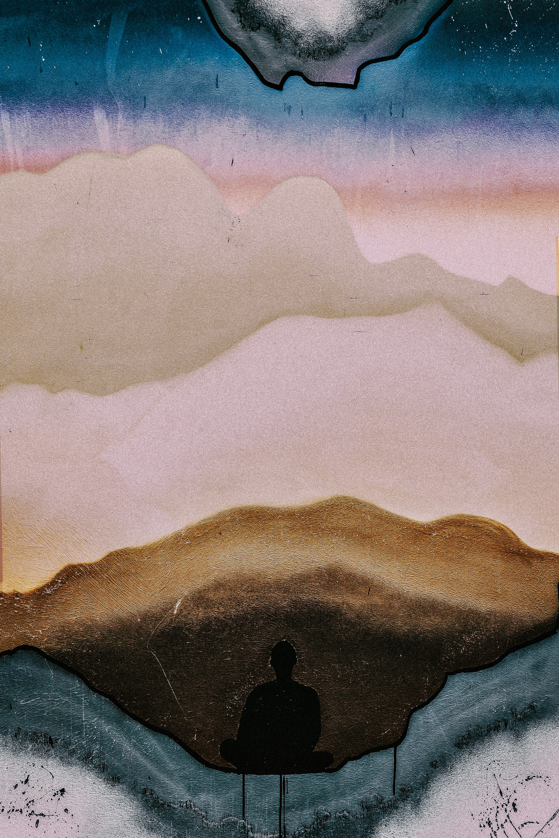 illustration of man sitting with meditating pose