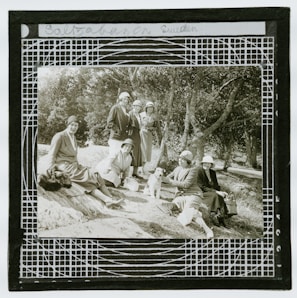 grayscale historical photograph of women