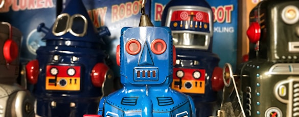 blue and black robot figurine