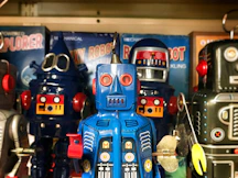 blue and black robot figurine