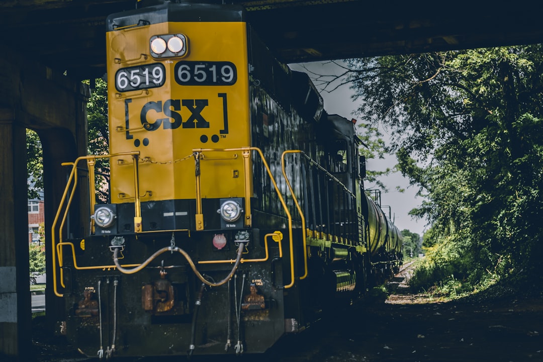yellow and black CSX train