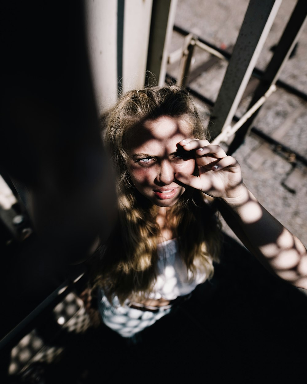 woman looking up