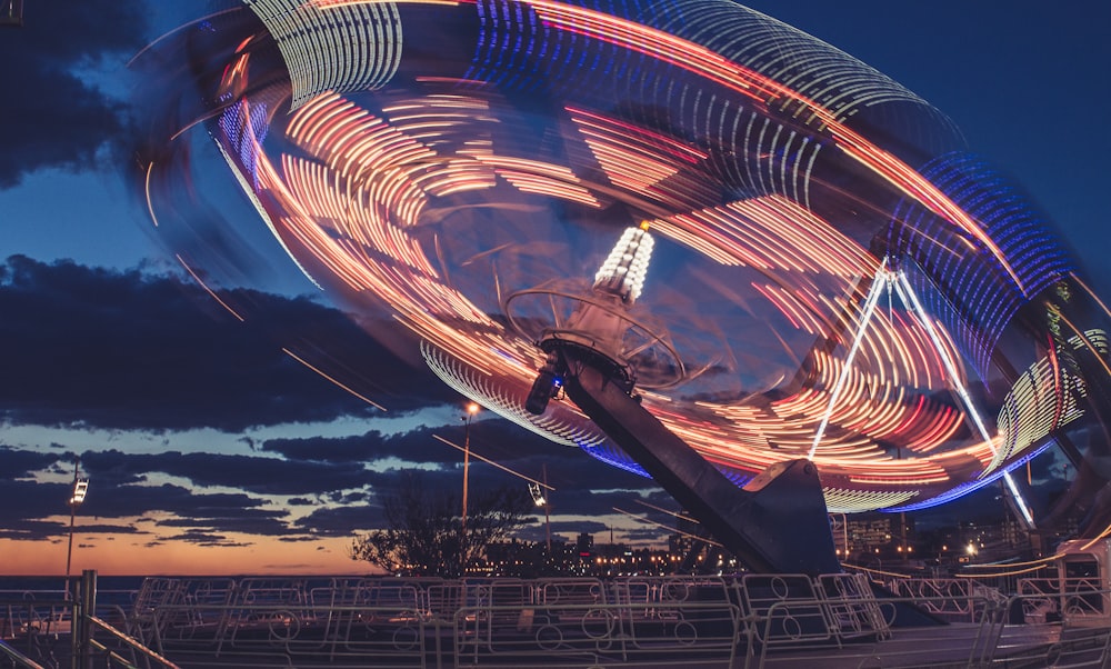 time-lapse photo of amusement ride