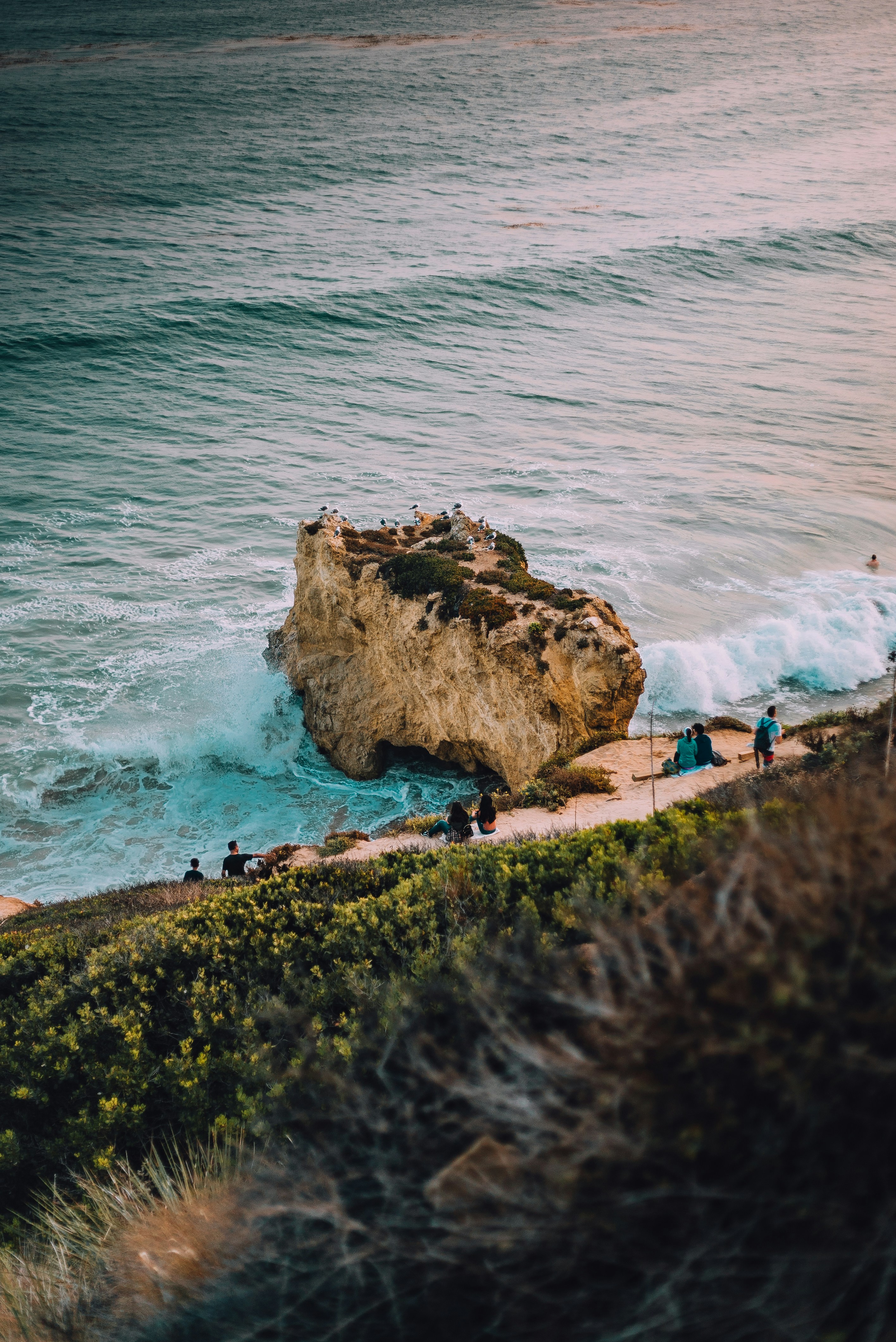Santa Monica Malibu coastal aerial PCH mountains meeting the ocean