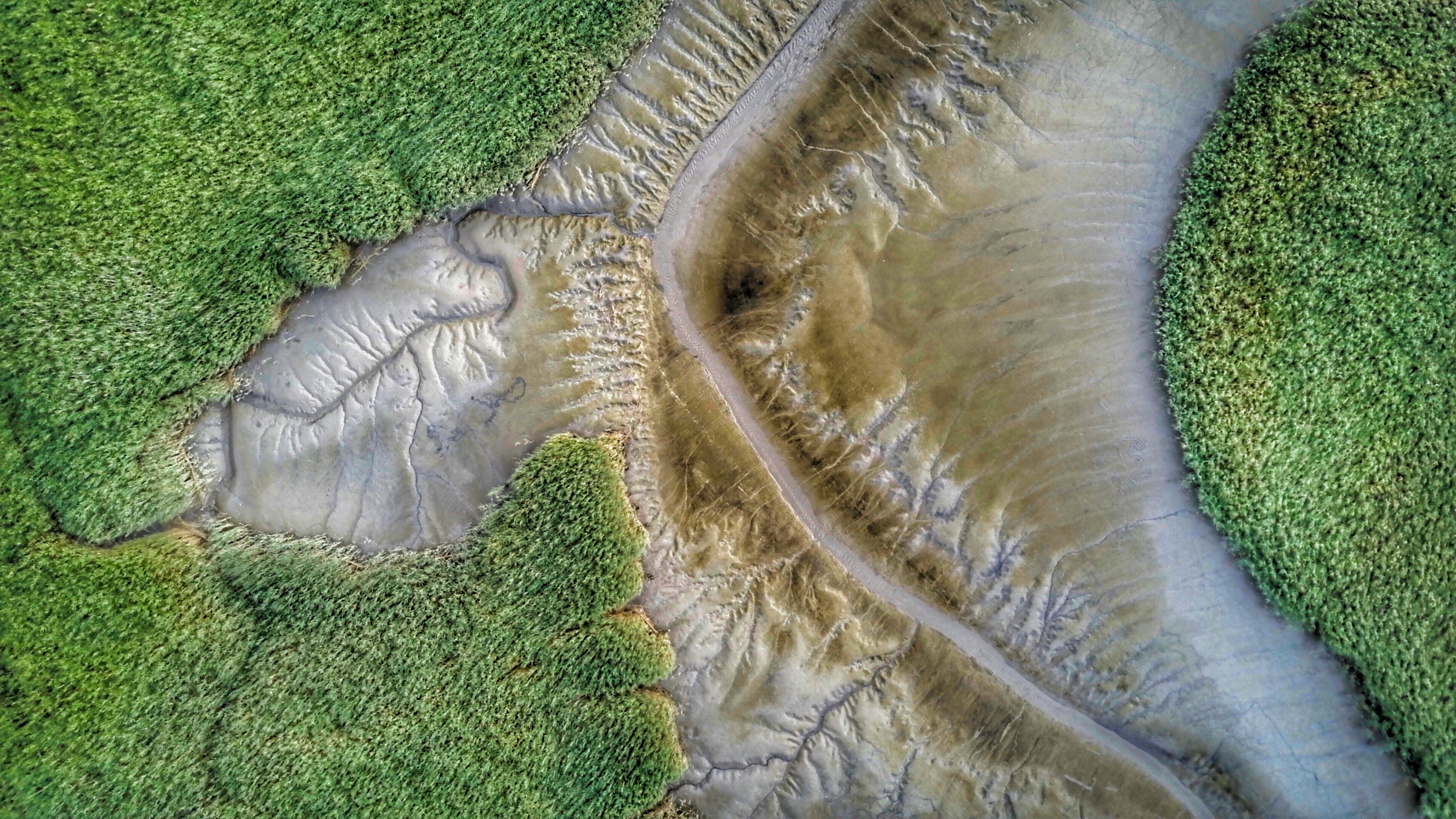 bird's-eye view of mountain trail