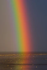 rainbow on body of water