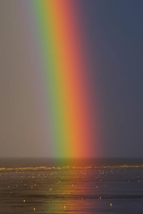 rainbow on body of water