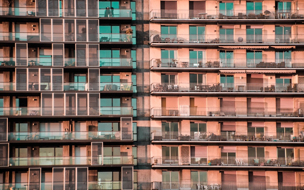 architectural photography of an orange high-rise building