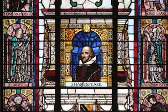 An artistic representation of Shakespeare's famous plays on parchment.