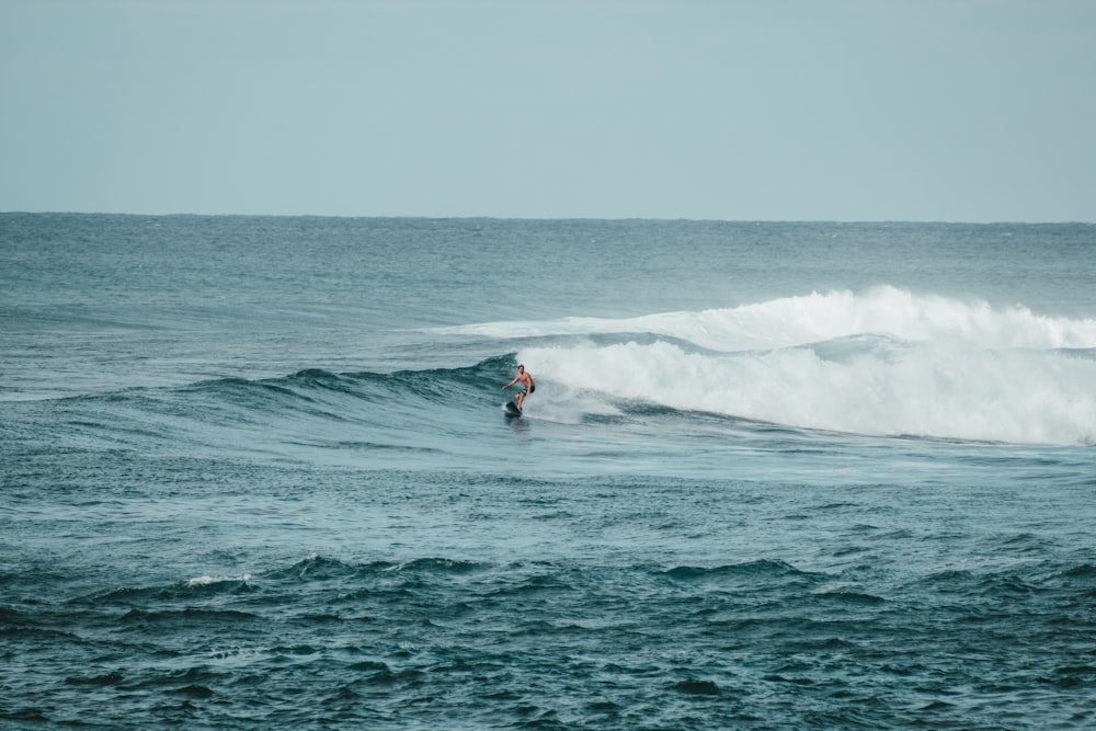 person surfing on body of water