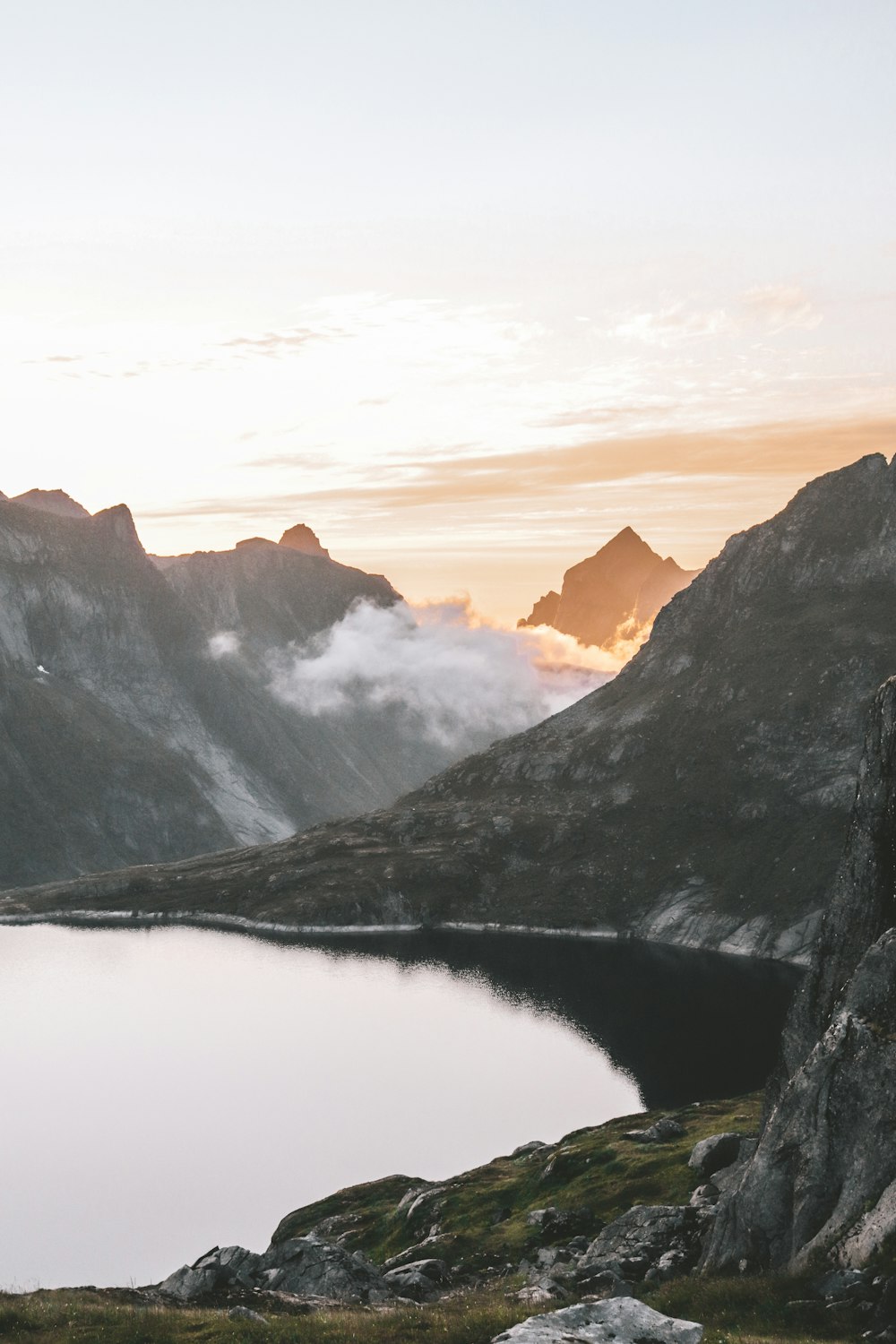 lake beside mountains