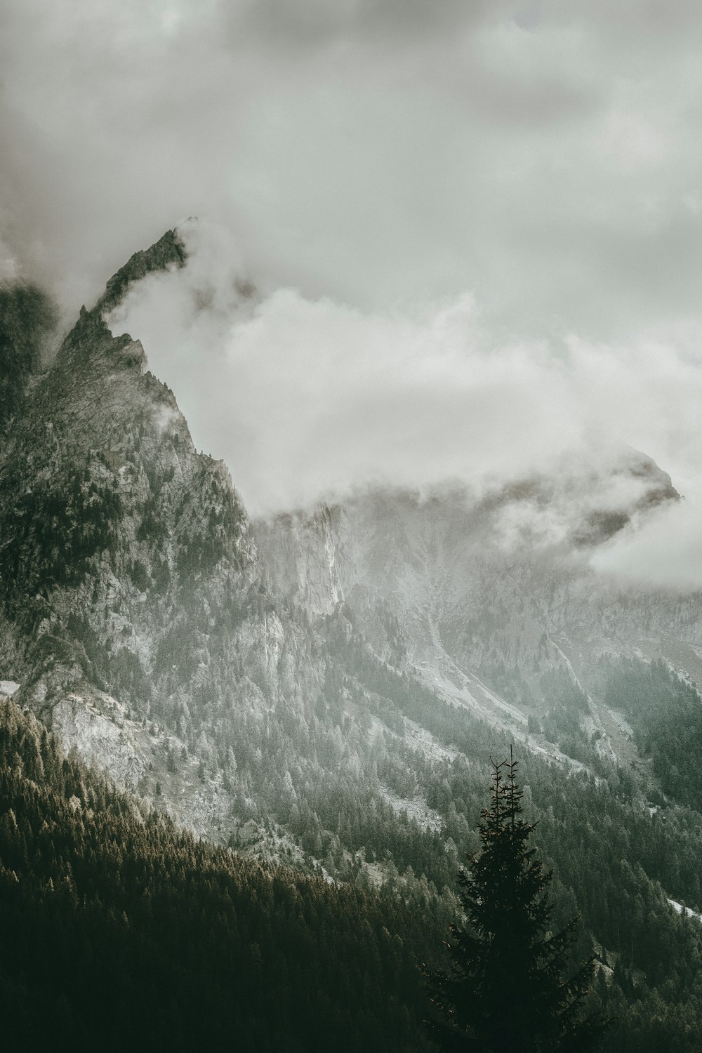 mountain covered by snow at daytime